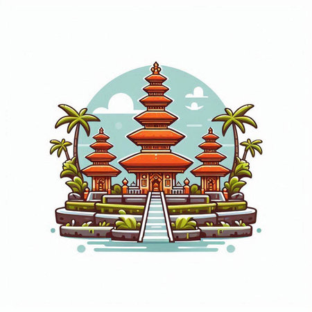 Temple on the island of Phuket. Vector illustration.のイラスト素材
