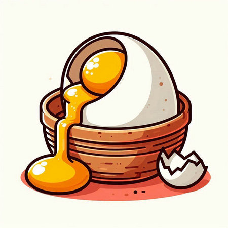 Vector illustration of a bowl of omelette with egg yolkのイラスト素材
