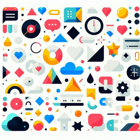 Colorful flat icons set. Modern design elements for web and mobile applicationsのイラスト素材