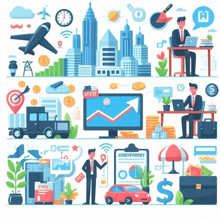 Set of business and finance icons. Flat design style vector illustration.のイラスト素材