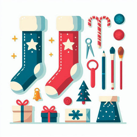 Christmas set for your design. Vector illustration in a flat style.のイラスト素材