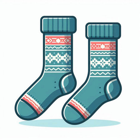 Vector illustration of Christmas socks. Isolated on a white background.のイラスト素材