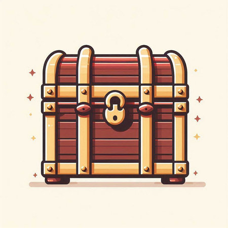 Treasure chest, vector cartoon illustration. Isolated on white background.のイラスト素材