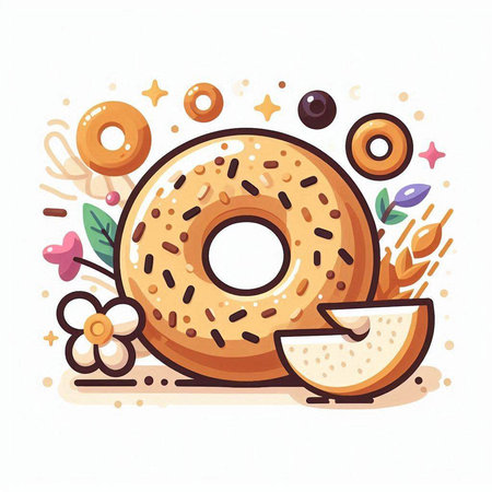 Donut, vector illustration. Cute cartoon donut with glaze.のイラスト素材