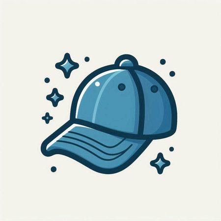 Cricket cap vector illustration. Hand drawn baseball cap icon.のイラスト素材