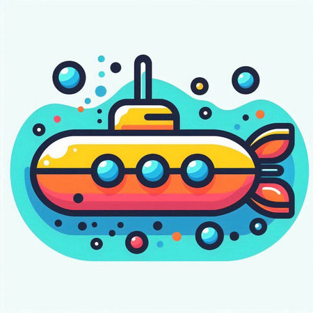 Submarine icon. Vector illustration of a cartoon submarine. Vector illustration of a submarine.のイラスト素材