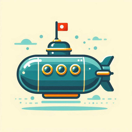 Submarine in flat style. Vector illustration on the theme of sea travel.のイラスト素材