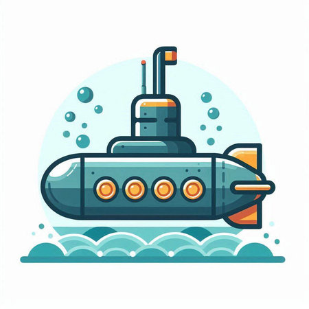 Submarine flat color vector icon. Submarine isolated cartoon illustration.のイラスト素材