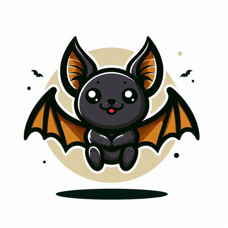 Cute cartoon bat. Vector illustration isolated on a white background.のイラスト素材