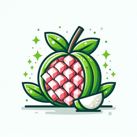 Custard apple fruit icon. Exotic fruit vector illustration.のイラスト素材