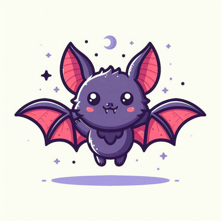 Cute cartoon bat. Vector illustration isolated on a white background.のイラスト素材