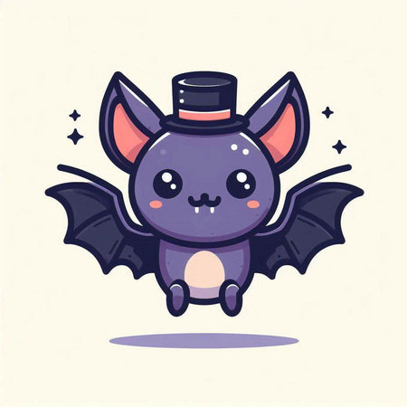 Cute cartoon bat character. Vector illustration in flat style. Halloween concept.のイラスト素材