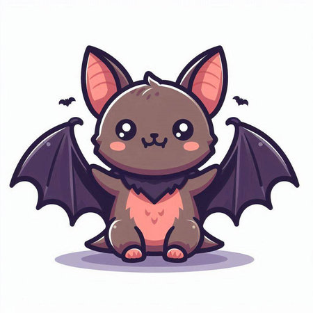 Cute cartoon bat. Vector illustration isolated on a white background.のイラスト素材