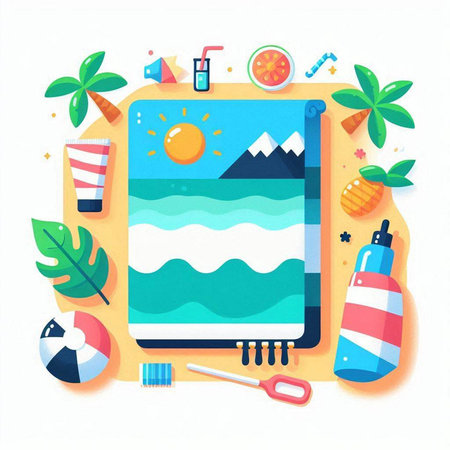 Summer vacation concept. Flat design, vector illustration. Vacation and travel.のイラスト素材