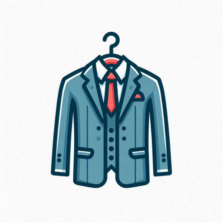 Blue suit on a hanger isolated on white background. Vector illustrationのイラスト素材