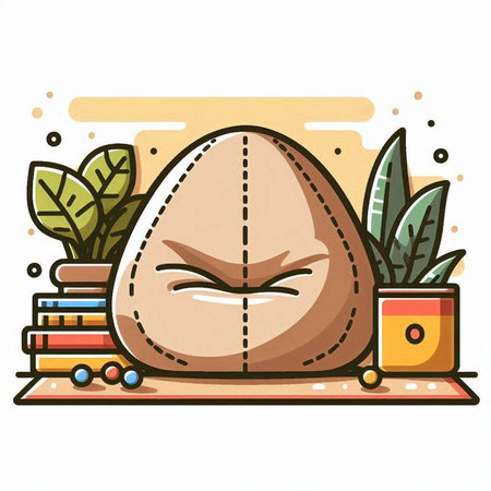 Illustration of a rugby ball sitting on a shelf in a roomのイラスト素材