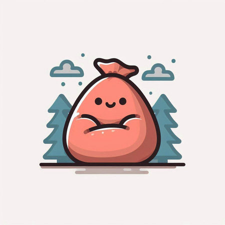Cute sad Santa Claus bag in the forest. Vector illustration.のイラスト素材