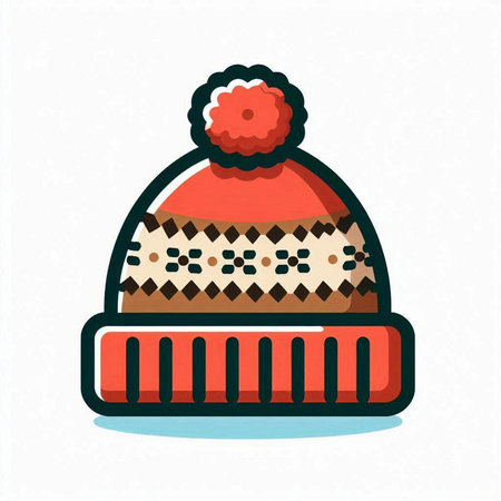 Knitted hat with pompon. Vector illustration in flat style.のイラスト素材
