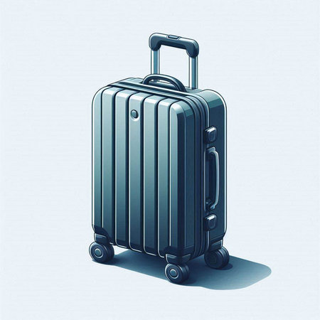 Luggage on wheels isolated on white background. 3D rendering.のイラスト素材