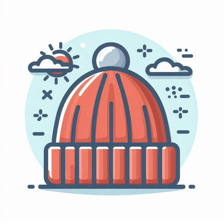 Winter hat. Vector illustration in flat style. Isolated on white background.のイラスト素材