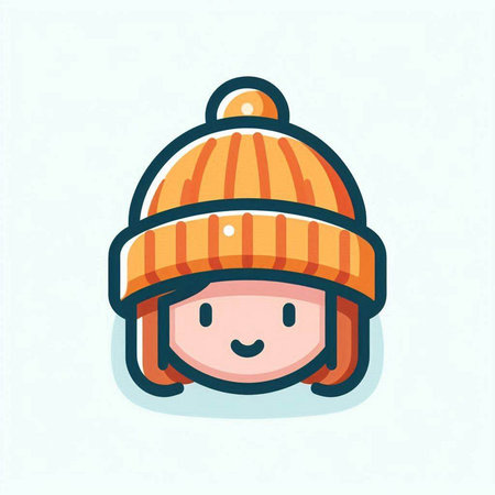 Cute girl with winter hat. Vector illustration in cartoon style.のイラスト素材