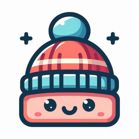 Cute kawaii winter hat. Vector illustration in cartoon style.のイラスト素材