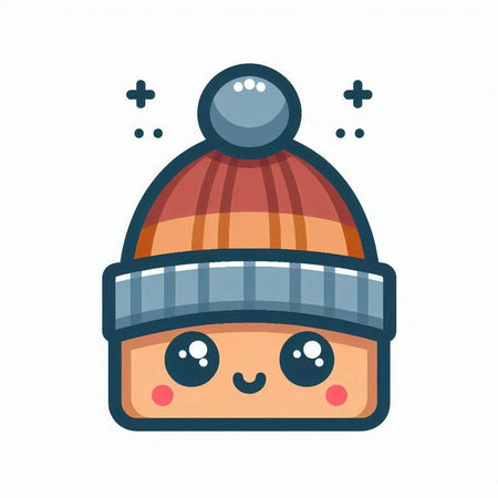 Cute cartoon kawaii gingerbread cookie in winter hat. Vector illustration.のイラスト素材