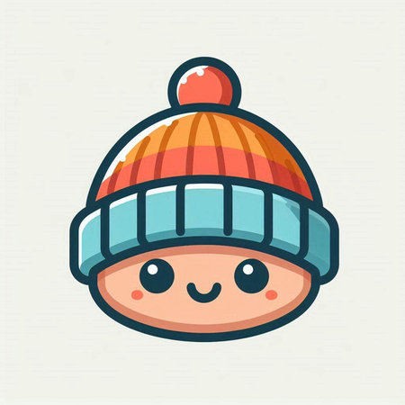 Cute kawaii winter hat. Vector illustration in flat styleのイラスト素材