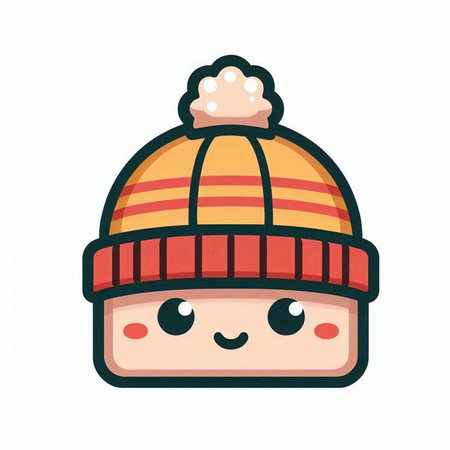 Cute kawaii winter hat. Vector illustration isolated on white background.のイラスト素材