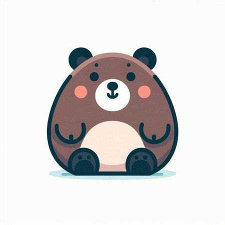 Cute cartoon brown bear. Vector illustration isolated on a white background.のイラスト素材