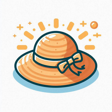 Summer hat icon isolated on white background. Cartoon style. Vector illustration.のイラスト素材