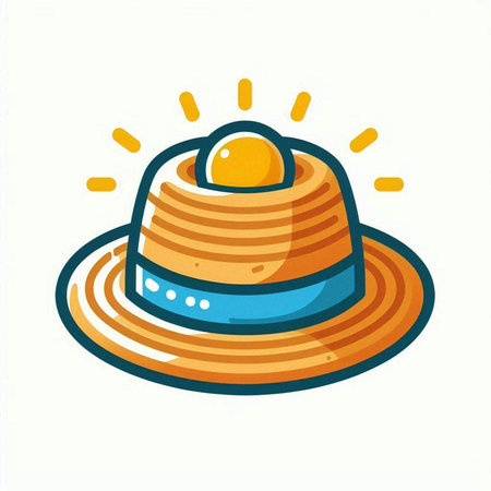 Illustration of a hat with an egg on a white background.のイラスト素材