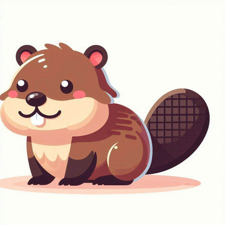 Cute beaver cartoon vector illustration isolated on a white background.のイラスト素材