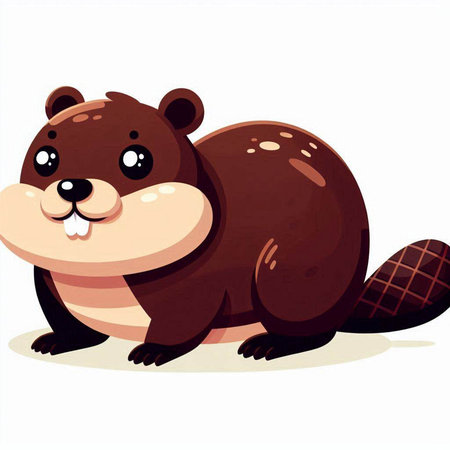 Vector illustration of a cute beaver isolated on white background. Cartoon style.のイラスト素材