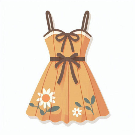 cute summer dress isolated on a white background. Vector illustration.のイラスト素材