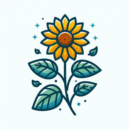Cute hand drawn sunflower. Vector illustration on white background.のイラスト素材