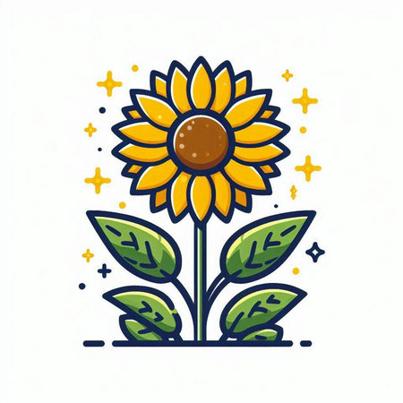 Sunflower icon. Flat illustration of sunflower icon for web designのイラスト素材
