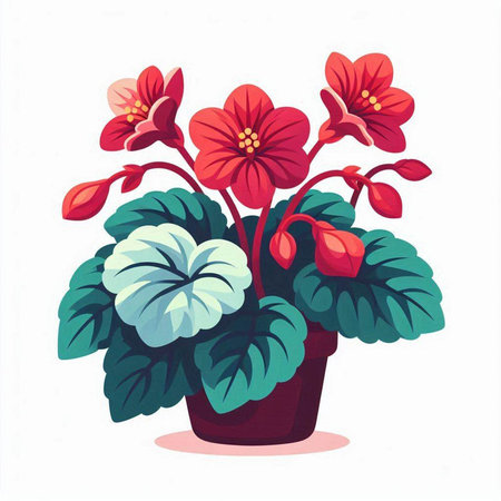 Flowerpot with geraniums on a white background. Vector illustration.のイラスト素材