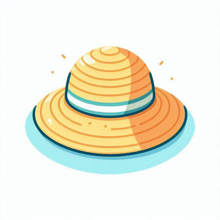 Summer hat icon isolated on white background. Vector illustration in cartoon style.のイラスト素材