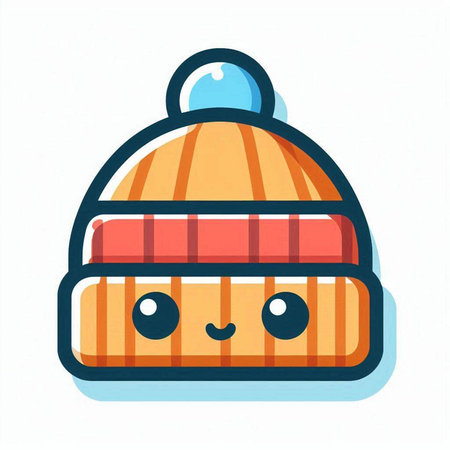 Cute cartoon winter hat. Vector illustration on a white background.のイラスト素材