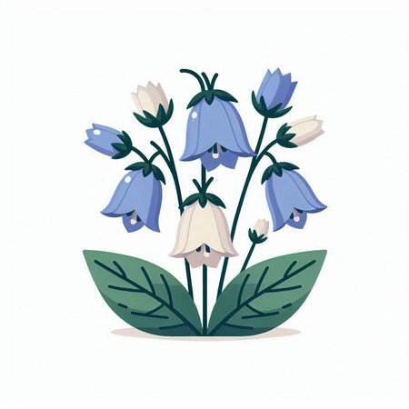 Bluebell flowers. Hand drawn vector illustration isolated on white background.のイラスト素材