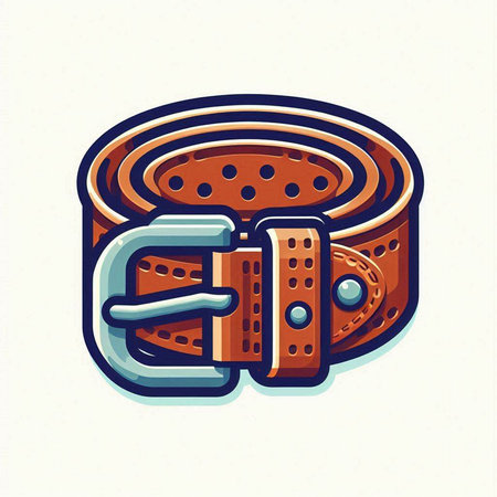 Illustration of a belt with a buckle on a white background.のイラスト素材