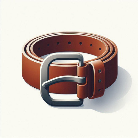 brown belt with a buckle on a white background, 3d renderのイラスト素材