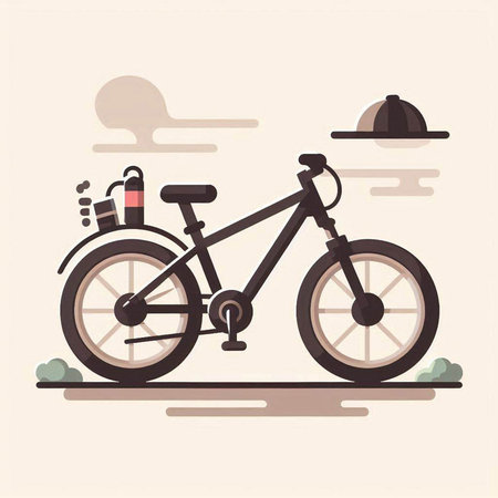 Bike on the road. Vector illustration in flat design style.のイラスト素材