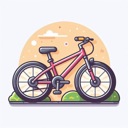 Bicycle flat color vector illustration. Simple cartoon style design for web and mobile appのイラスト素材