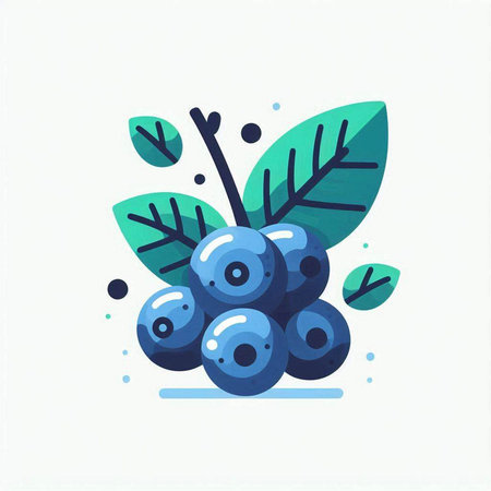 Blueberry flat icon. Blueberry on white background. Vector illustration.のイラスト素材