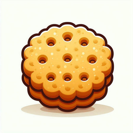 Illustration of a round biscuit isolated on a white background.のイラスト素材