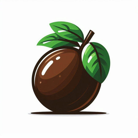 Plum with leaves isolated on a white background. Vector illustration.のイラスト素材