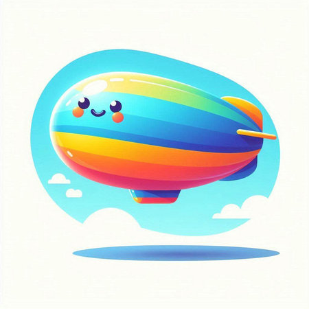 Illustration of cute airship in the sky with clouds - vectorのイラスト素材