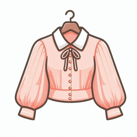 Pink blouse on hanger isolated on white background. Vector illustration.のイラスト素材